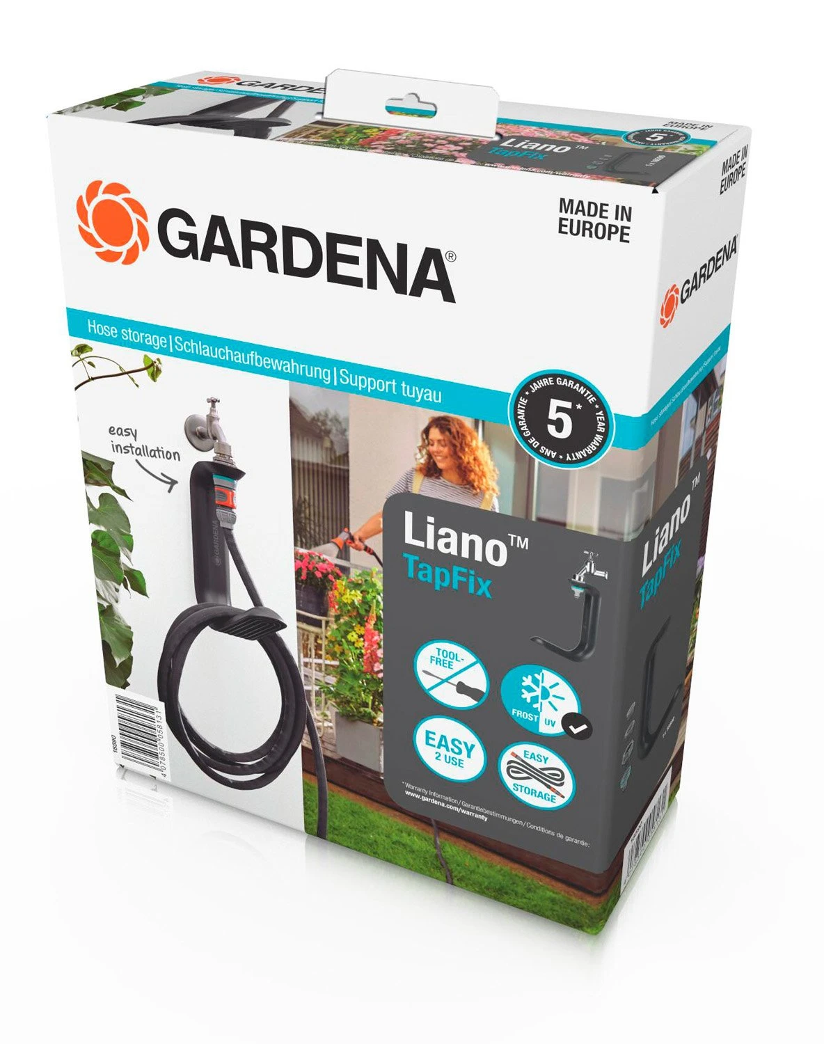 GARDENA Liano™ TapFix Slanghouder + 10 M Liano™ Textielslang 3 GARDENA Liano™ TapFix Slanghouder + 10 M Liano™ Textielslang