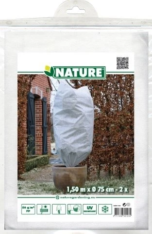 Nature Winterafdekhoes Met Koord Wit Ø75cmx1,50m 50 G/m² Set à 2 Stuks 3 Nature Winterafdekhoes Met Koord Wit Ø75cmx1,50m 50 G/m² Set à 2 Stuks
